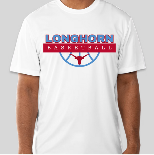 Longhorn Hoops T Shirt - Men’s Short Sleeve Dry Fit Active Crew Neck T Shirt (Longhorn Basketball)