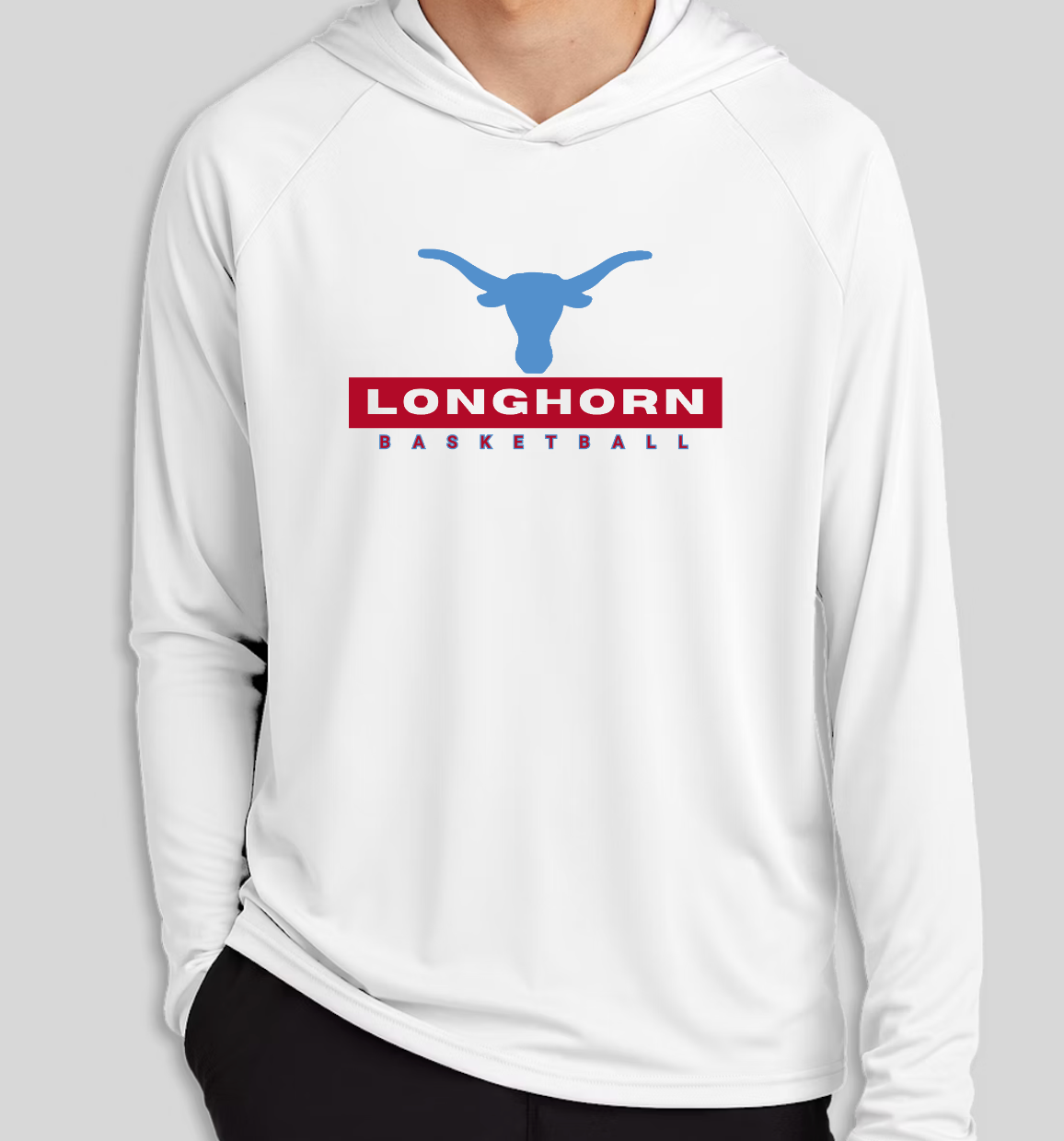 Longhorn Hoops Long Sleeve Hoodie - Men's Lightweight Athletic Hoodie (Longhorn)