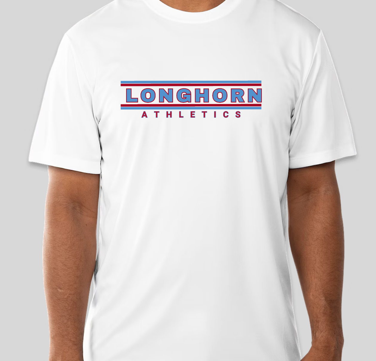 Longhorn Athletics T Shirt - Men’s Short Sleeve Dry Fit Active Crew Neck T Shirt (RWB Longhorn)