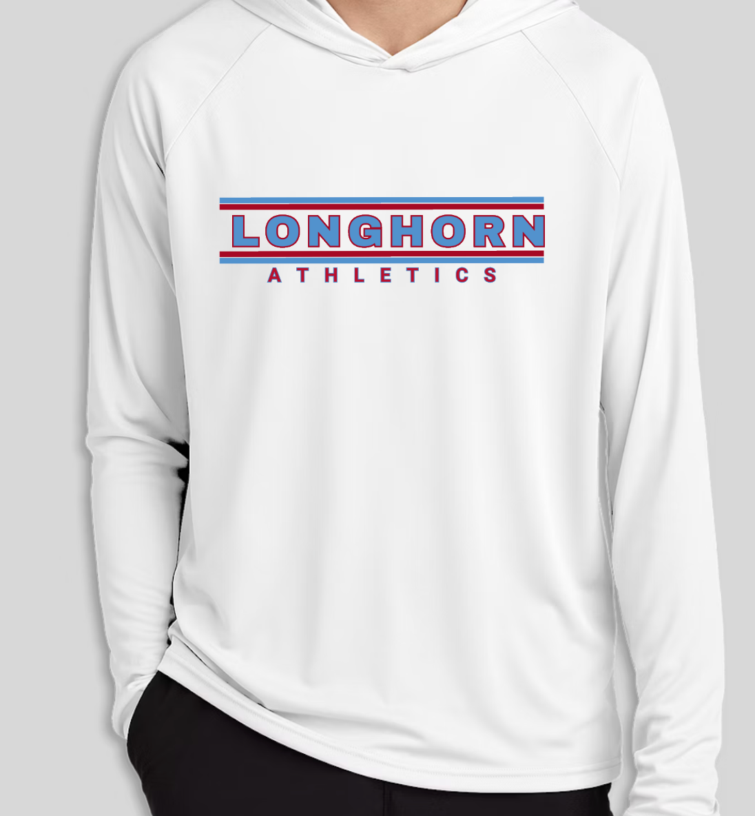 Longhorn Athletics Long Sleeve Hoodie - Men's Lightweight Athletic Hoodie (RWB Longhorn)