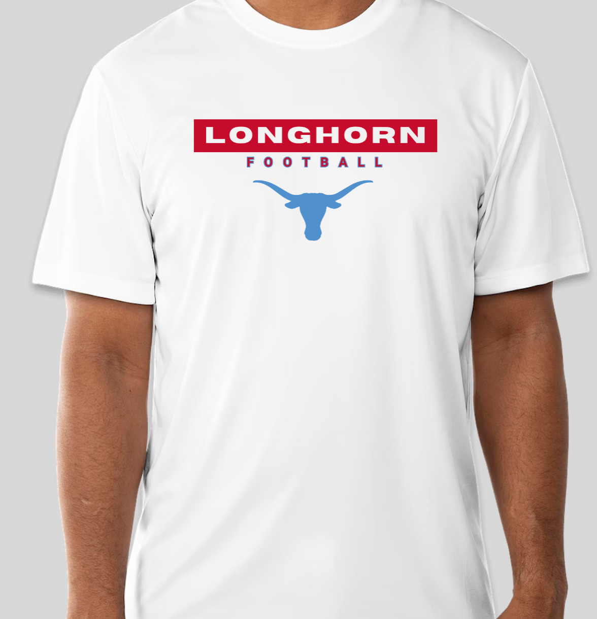 Longhorn Football T Shirt - Men’s Short Sleeve Dry Fit Active Crew Neck T Shirt (Longhorn)